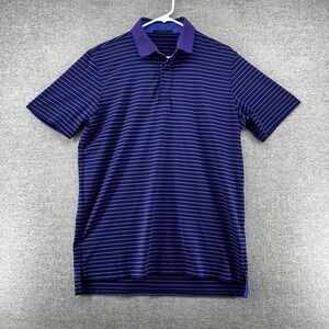 Greyson Golf Polo Shirt Men Size Medium Blue Purple Striped Short Sleeve